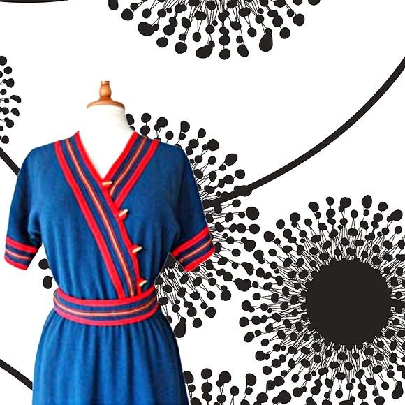 1960s Pitava Århus faux wrap wool dress - Picture 2 of 5